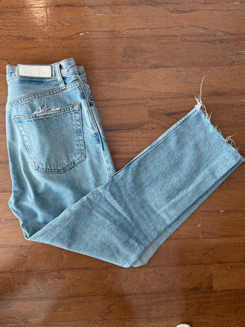 Re/Done 70s High Rise Stove Pipe Jeans with Raw Hem